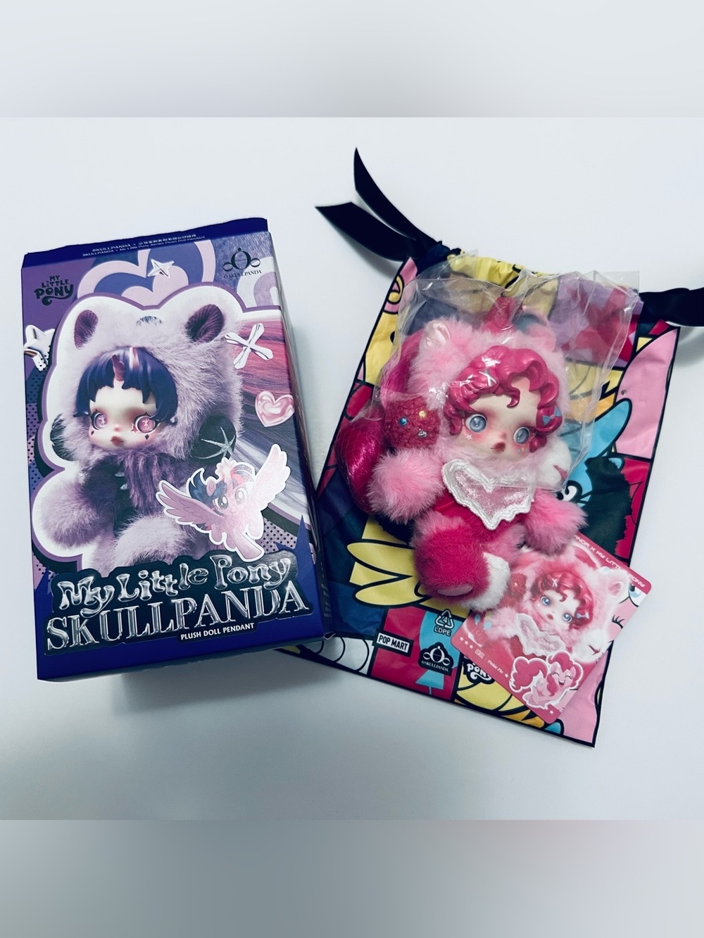 POP MART Skullpanda x My Little Pony Pinkie Pie Plush Pendant - New Open Box